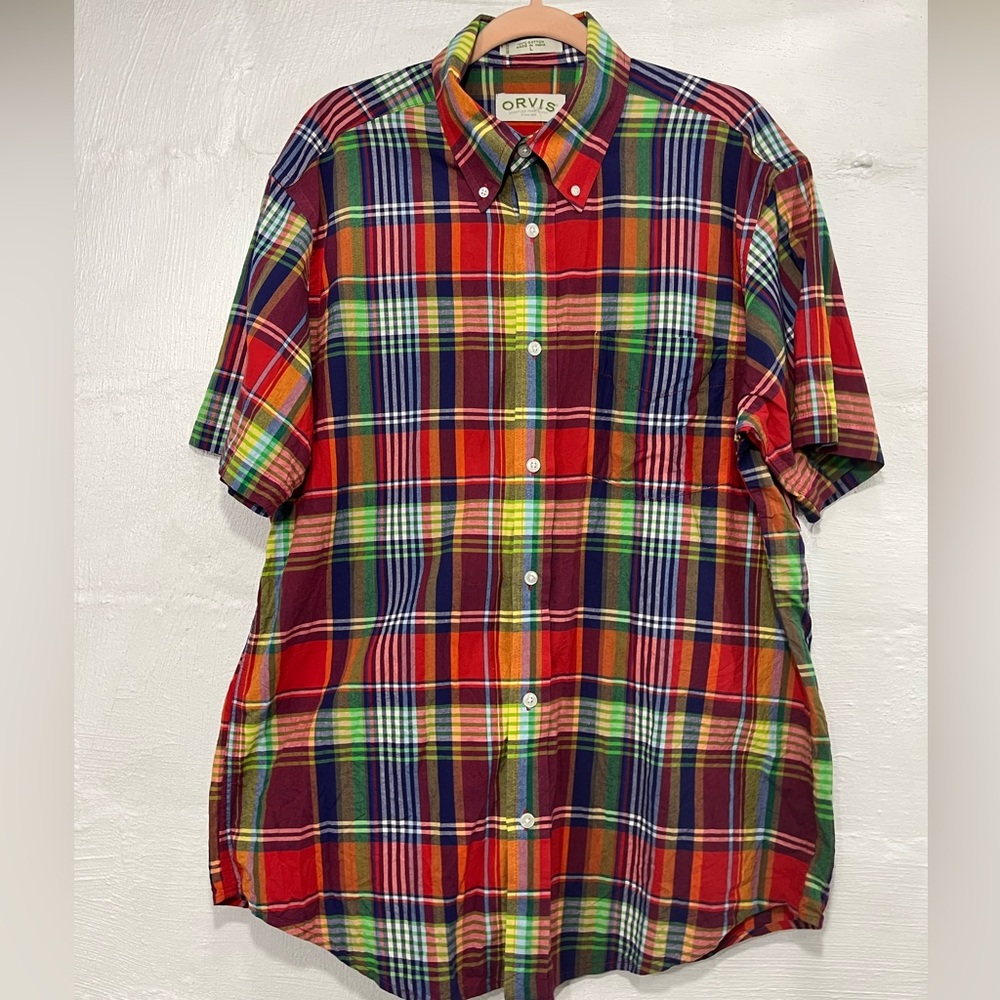 ORVIS MENS COLORFUL PLAID SHIRT